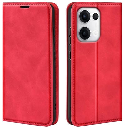 MobyDefend Hoesje - Geschikt voor Oppo Reno13 Pro - Luxe Wallet Bookcase (Magnetische Sluiting) - Rood
