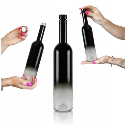 Bimberek FUTURA - Glazen Fles - 500 ml - Ombre Zwart - Voor Alcoholische Dranken