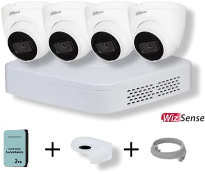 Dahua 4-kanaals NVR Set met 4x 4MP Witte WizSense Camera's en 2TB HDD