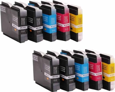 Set 10x ABC huismerk inkt cartridge geschikt voor Brother LC-970 LC-1000 voor DCP-130C DCP-330C DCP-330CN DCP-350C DCP-350CJ DCP-353C DCP-357C DCP-525C DCP-525CJ DCP-530CJ DCP-535C DCP-535CN DCP-540CJ