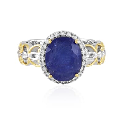 Cavill - 925 Sterling Zilver Ring met Palladiumlaag - 5,72 ct Ovaal Geslepen Tanzaniet - 0,432 ct Zirkonia - Luxe Elegante Blauwe Damesring