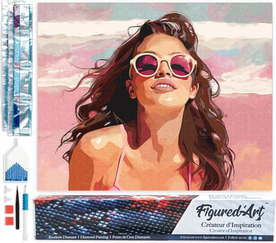 Figured'Art Diamond Painting set Volwassenen 40x50 cm Vreugde aan het strand - 5D DIY Art full drill vierkante diamant - Opgerold canvas