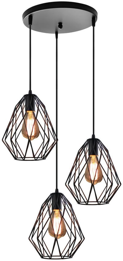 Hanglamp Eetkamer E27 Hanglampen Industrieel Slaapkamer Binnen Plafondlamp 3 Lichts Zwart