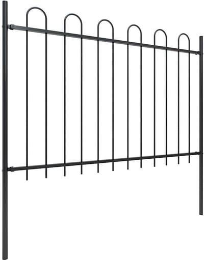 Sierhekwerk Boxtel - Tuinhek met Boogtop - 181 x 120 cm - Zwart Poedercoat Staal - Metalen Hekwerk Inclusief 2 Palen - Elegante Tuinafscheiding voor Voortuin en Oprit