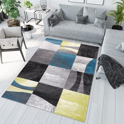Tapiso Jawa Vloerkleed Grijs Groen Blauw Woonkamer Tapijt Maat- 200x290