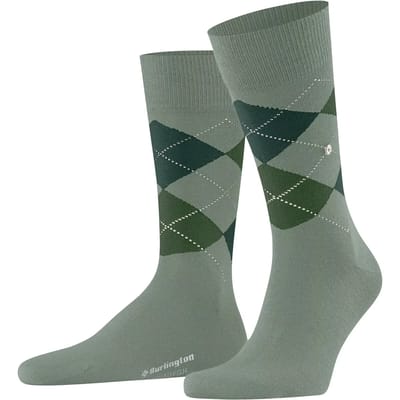 Burlington Edinburgh gedessineerd wol sokken heren groen - maat 46-50