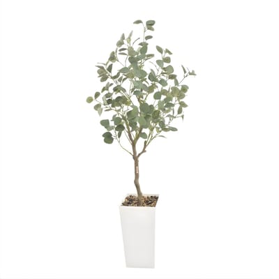 Kunstmatige Eucalyptus Boom - Voor Indoor & Outdoor Thuisdecoratie - Nepplant, Faux Stijl - 150cm, Witte Pot - Groen