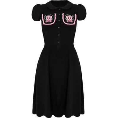 Hell Bunny - Rockabilly Midi-jurk - Not Into You jurk - S - voor Vrouwen - zwart