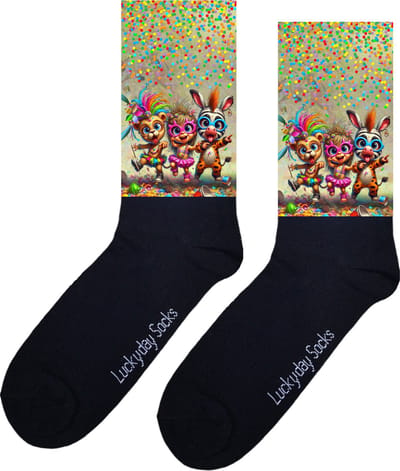 Carnavals sokken - Vastelaovend sokken - Verjaardag cadeau - Grappige sokken - Leuke sokken - Hem Haar sokken - Vrolijke sokken - Valentijn Cadeau - Vaderdag - Moederdag - Verjaardag cadeau - Kostuum - Leuk Cadeau - Sokken maken Happy - Maat 37-44