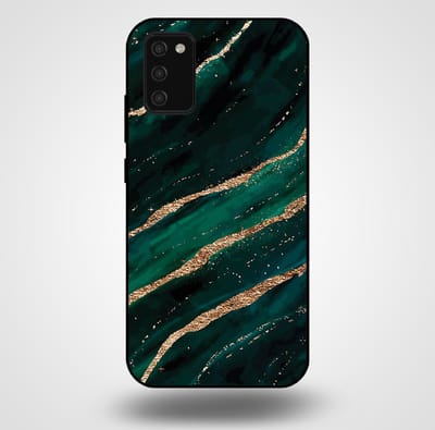 Smartphonica Telefoonhoesje voor Samsung Galaxy A02s met marmer opdruk - TPU backcover case marble design - Groen Goud geschikt voor Samsung Galaxy A02s