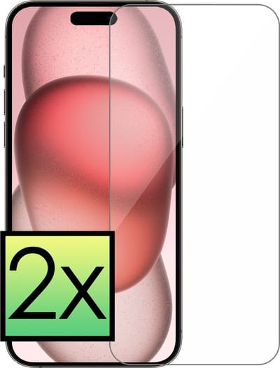 Screenprotector - 2 Stuks - Geschikt voor Apple iPhone 15 - Extra Sterk - Beschermglas - Gehard Glas - Tempered Glass - Screen Protector - Bescherm Cover