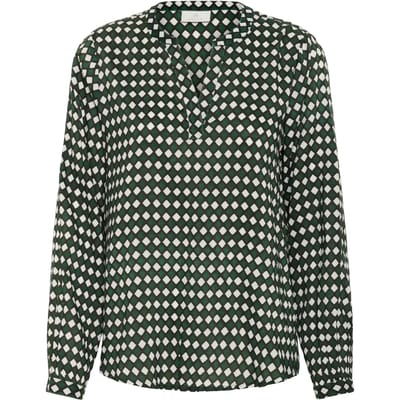 Blouse met lange mouwen Regular fit Dark Green -Diamond Print green