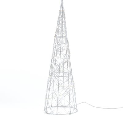 Anna's Collection LED kegel kerstboom lamp - zilver - metaal- H40