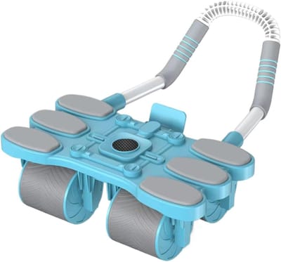 Buikwiel met wielen - Buikroller fitness - Stabiele krachttraining - Automatische terugslag - 32 x 17 x 22 cm - Blauw