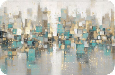 Badmat 60x40 cm - Antislip - Abstract - Blokken - Goud - Skyline - Badmatten voor badkamer - Badkamermat - Douchemat - Badkamer mat