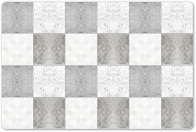 Placemats 45x30 cm - Placemat kunststof - 1 stuk - Vintage - Tegels - Grijs - Wit - Borden onderleggers - Decoratie voor op tafel - Keuken tafeldecoratie accessoires - Vinyl onderlegger - Tafelversiering