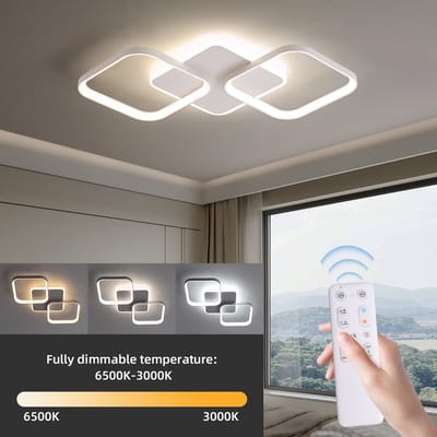 ANTENLICHT LED Plafondlamp - Plafonniére Wit - 2 LED Plafondlampen - Woonkamer Lamp - Dimbaar - Met Afstandsbediening - 3000K-6500K - 4500LM - 40W