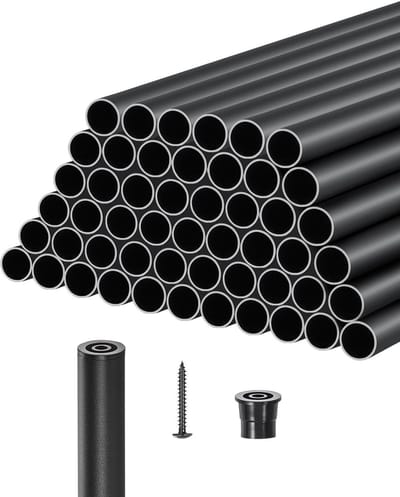 Aluminium Trapleuning Set - Sierstaaf Ronde Staaf - Terras Veranda - Roestvrij Duurzaam - 51 stuks - Mat Zwart
