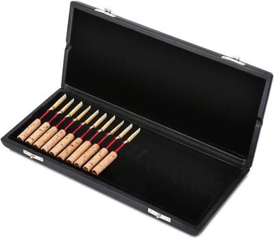 Oboe Wicker Case - Hobo Pipe Holder - Wood + Pu Leather Cover Wicker Container Box voor 10/12/20 Stuks Hobo Reeds (20)