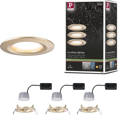 LED-inbouwlamp 3-Step-Dim Nova Coin Basisset star IP44 rond 74 mm Coin 3x6W 3x470lm 230V dimbaar 2700K Goud mat