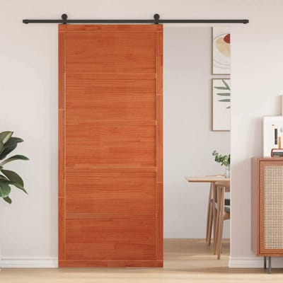 vidaXL - Schuifdeur - 100 - x - 2,5 - x - 208 - cm - Massief - grenenhout - Wasbruin