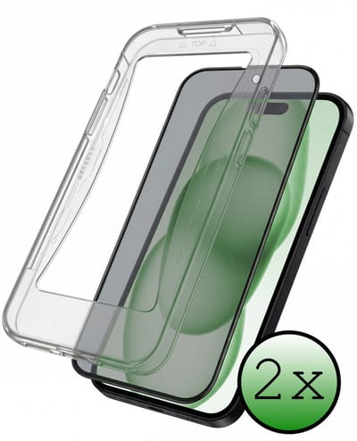 Screenprotector - 2 Stuks Geschikt voor Apple iPhone 15 - Met Installatie Kit - Privacy Filter - Beschermglas - Flexibel Glas - Tempered Glass - Screen Protector