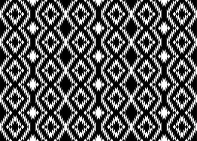 Vinyl | Vloerkleed vinyl | Azteco, Navajo Zwart wit | 95x145 cm