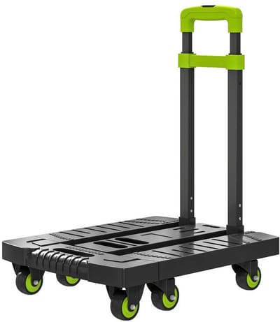Vouwbare Metaal Trolley, Wielen en Drie Verstelbare Handgrepen, 200kg Draagvermogen, Vouwbaar Ontwerp, Zeswielige Flexibele Besturing, Stevige Duurzame Constructie, Geschikt voor Huishoudelijk Gebruik, Tuinieren en Reizen, 49x35x102cm Groen