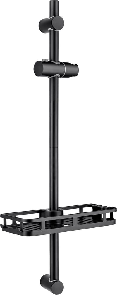 DERW Max Glijstang - 70 cm- Verstelbare Hoogte - Met Zeepschaal - RVS - Wandmontage - Zwart