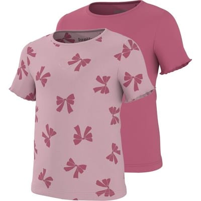 LUPILU Set van 2 kinder T-shirts (Strik/roze, 98/104)