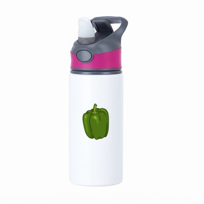 Hacebo® - Groene paprika waterfles met rietje roze - Groente - Groente liefhebbers - Paprika - vruchtgroente - puntpaprika - water fles - 650ML