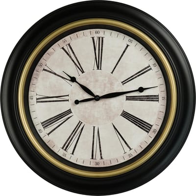 LW Collection wandklok zwart goud 45cm - muurklok - klok - keukenklok - wandklok