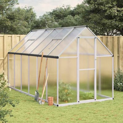 vidaXL - Tuinkas - met - basisframe - 334x169x195 - cm - aluminium - zilverkleurig
