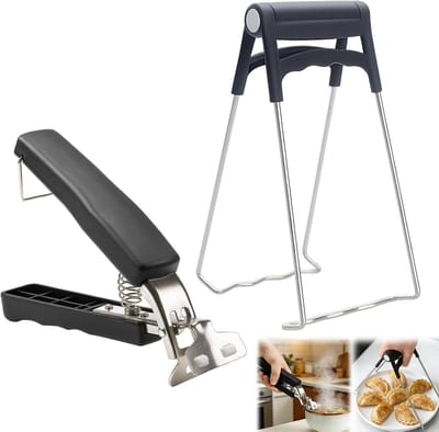 Set van 2 tangen voor heteluchtfriteuse en oven - Roestvrij staal - Universele keukentang - Voor veilig hanteren van hete schalen