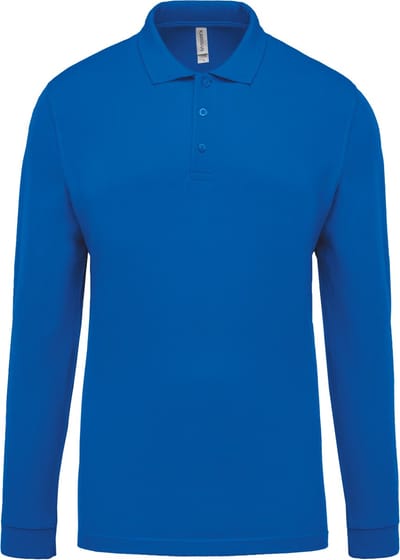 Kariban Piqué-herenpolo lange mouwen K256 - Light Royal Blue - S
