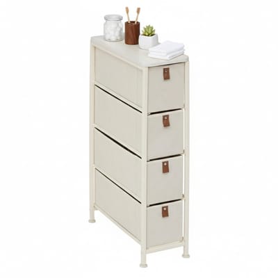 5FIVE Badkamerkast Pisa - 4 mandjes - beige - 48 x 20 x 77 cm - metaal/hout/stof - opbergen