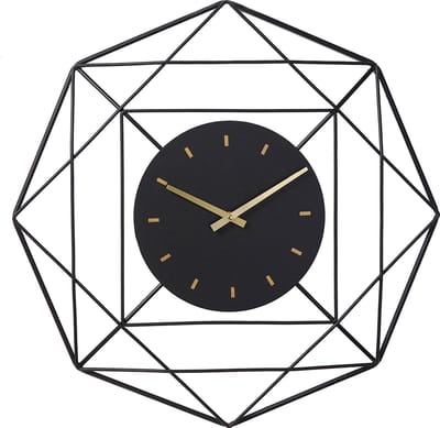 LW Collection wandklok Benjamin zwart 80cm - Industriële klok metaal stil uurwerk - Grote moderne zwarte wandklok - Industrieel