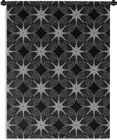 Wandkleed - Wanddoek - Kompas - Patronen - Zwart Wit - 90x120 cm - Wandtapijt