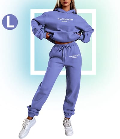 Livano Joggingpak Dames - Huispak - Trainingspak - Volwassenen - Capuchon - Jogging Pak - Joggingspak - Paarsblauw - Maat L