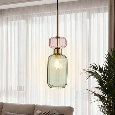 Milagro Lighting Hanglamp Molly, groen/goud, 1-lamp, glas, Ø 12 cm