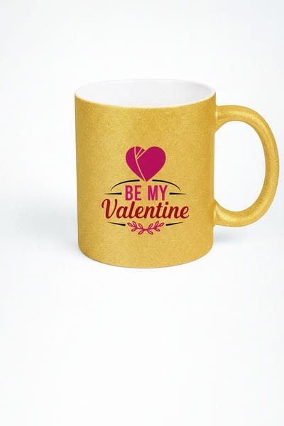 Gouden Glitter Valentijn Mok 'Be My Valentine' | Romantisch Cadeau Koffiemok