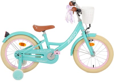 AMIGO Perfect Meisjesfiets - Kinderfiets voor Meisjes - 16 Inch 23,5 cm - Terugtraprem - Turquoise