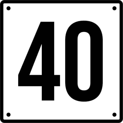 Huisnummerbord 40 - Incl. Schroeven en Pluggen – Acrylaat - 10 x 10 cm - Wit met Zwart