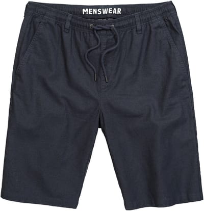 Men Plus - Heren - bermuda van linnenmix Relaxed Fit elastische tailleband - Navy blauw - Maat L