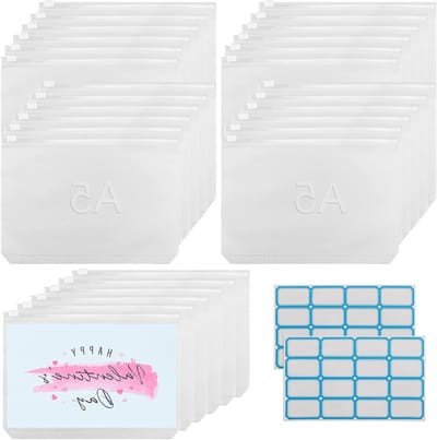Set van 30 transparante mappen met 6 gaten, waterdichte PVC binders voor A5 documenten en notitieboeken, 21 x 15 cm