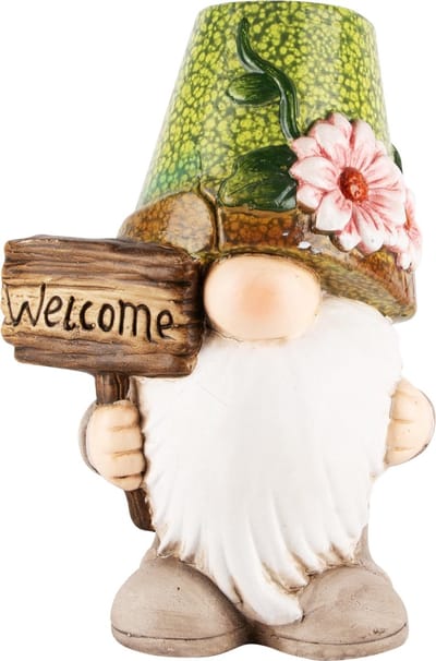 Dekoratief | Gnoom m/bloempot op hoofd, TC, 16x12x23cm | A240922