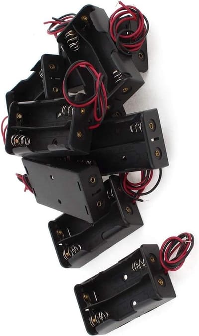 Batterijhouder - Batterijdoosje Snoerhouder - Elektronica Projecten - Veerklem Ontwerp - 9 stuks - Zwart