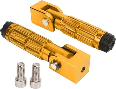 2Pcs Motorcycle Footrests - 90 Degree Folding Footrest - Aluminium Non-slip Passenger Foot Pedal - 8mm Mounting Bolts - Universeel voor Cycling ATV UTV Go Kart (Gold)