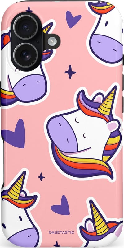 Casetastic hoesje geschikt voor Apple iPhone 17 - MagSafe - Dubbellaagse bescherming - Unicornhart - Fashion Case - Lichtroze Wit Lavendel