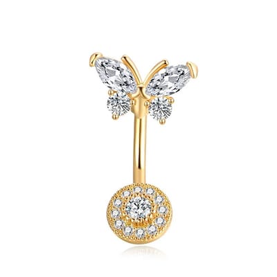 Vlinder Navelpiercing - Goudkleurige Navelpiercing - Belly Button Piercing - 1 Stuk